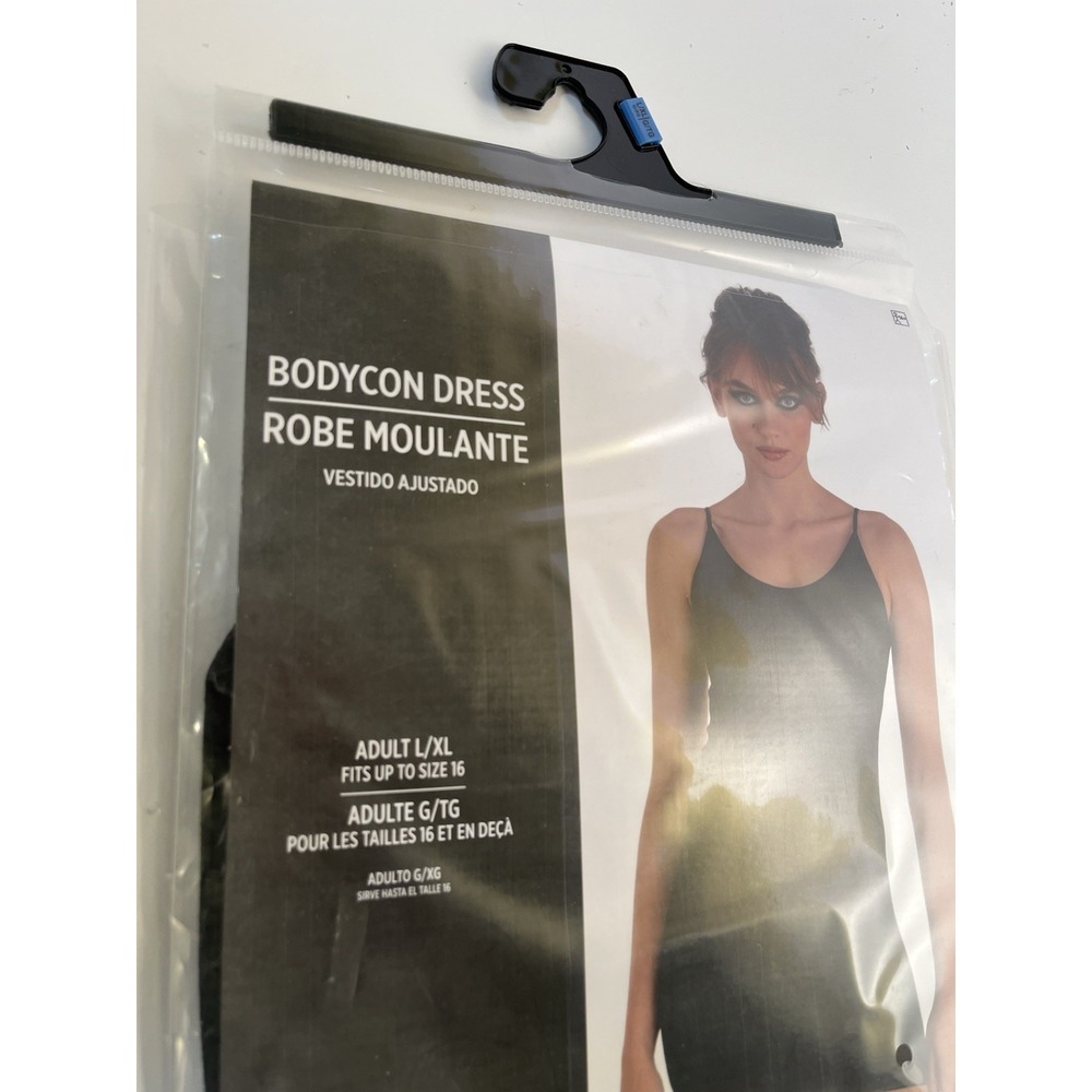 NWT Womens Black Ribbed Bodycon Mini Dress L/XL Up to 16 Halloween Costume - Picture 4 of 4